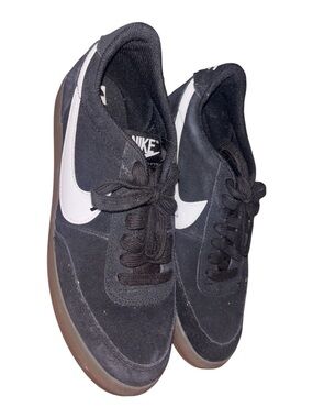 Nike Black Suede Sneakers with White Swoosh and Gum Outsole